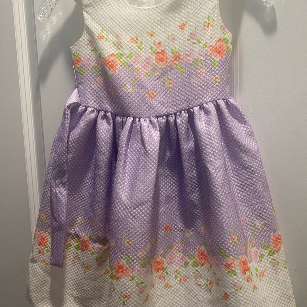 Jessica Ann Purple and White Floral Kids Dress